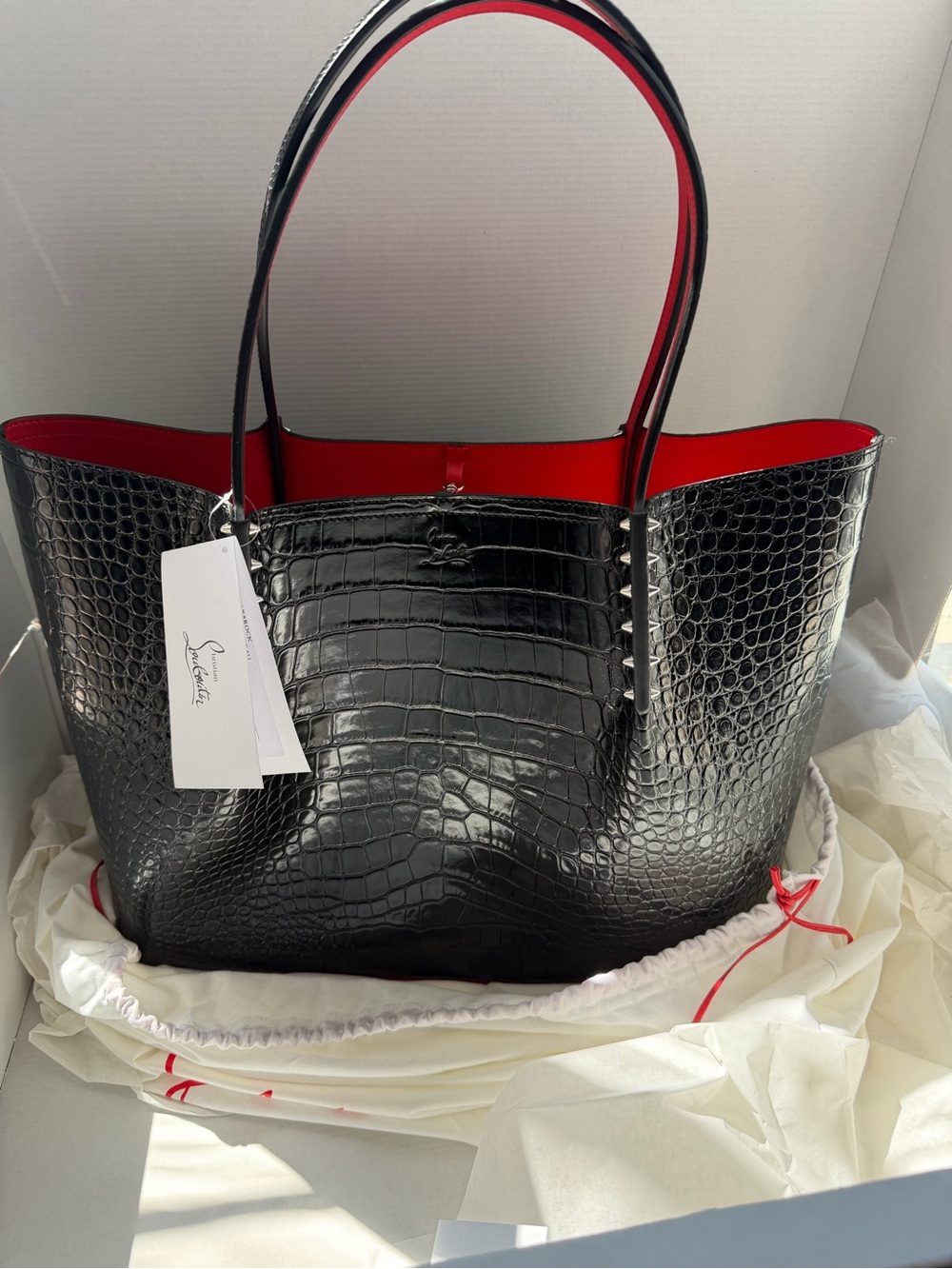 Christian Louboutin Cabarock Croc-Embossed Tote Bag NWT
